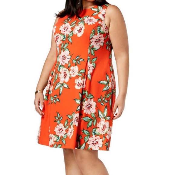 Jessica Howard Dress Red Orange Floral Sz 22W Plus - Picture 1 of 7